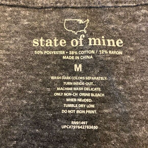 State Of Mine Gray America US Flag Patriotic Short Sleeve T-Shirt Size M - Picture 9 of 12